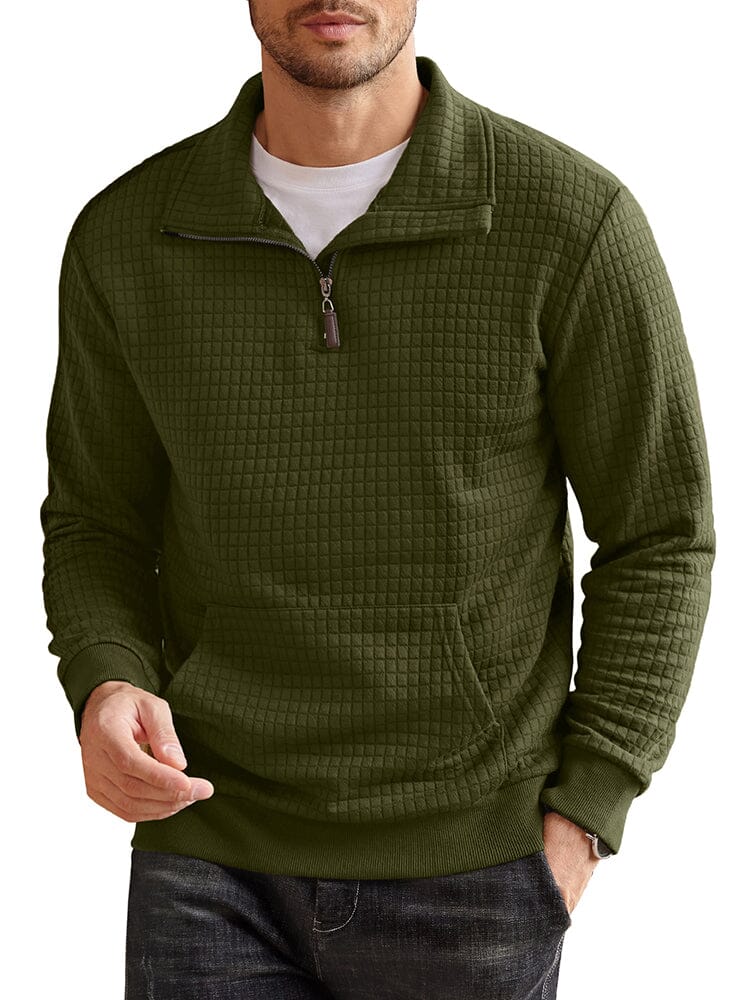 Men's Waffle Knit Casual Sweater – Army Green