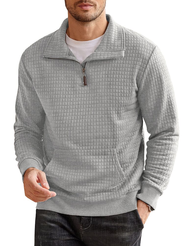 Men's Waffle Knit Casual Sweater – Light Gray