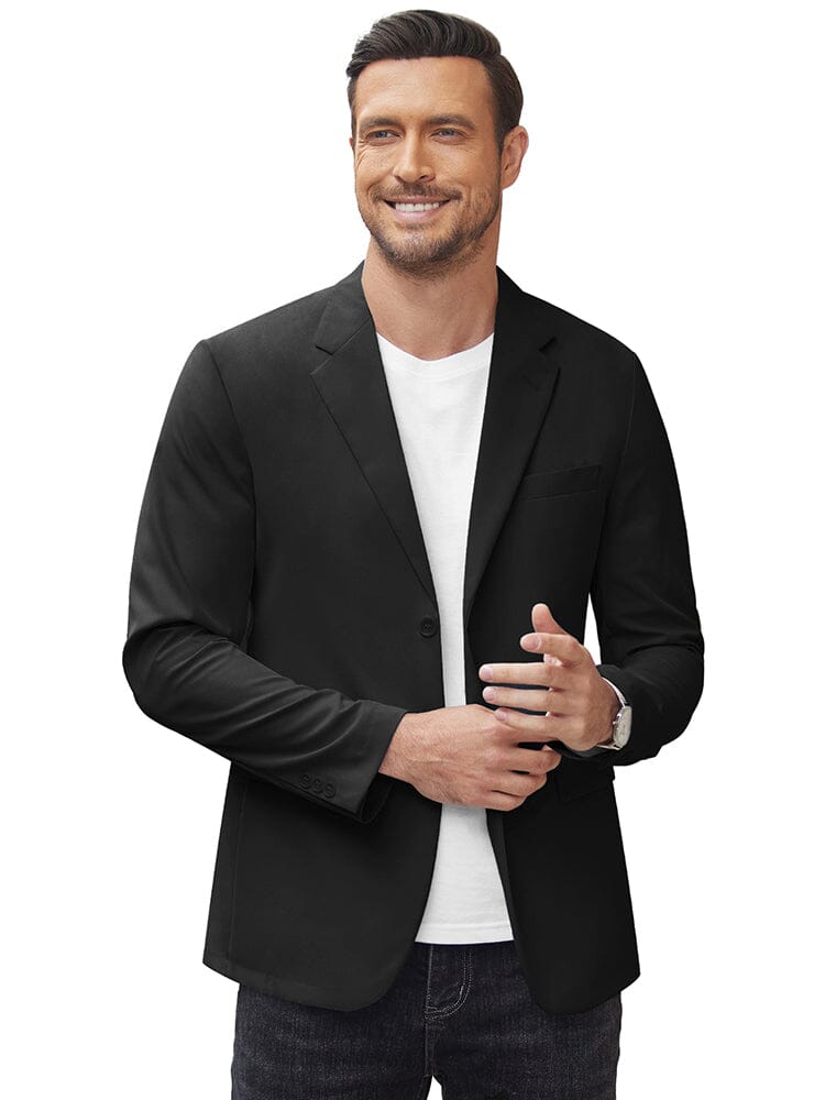 Men's Two-Button Casual Blazer – Black