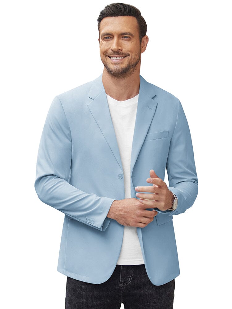 Men's Two-Button Casual Blazer – Light Blue