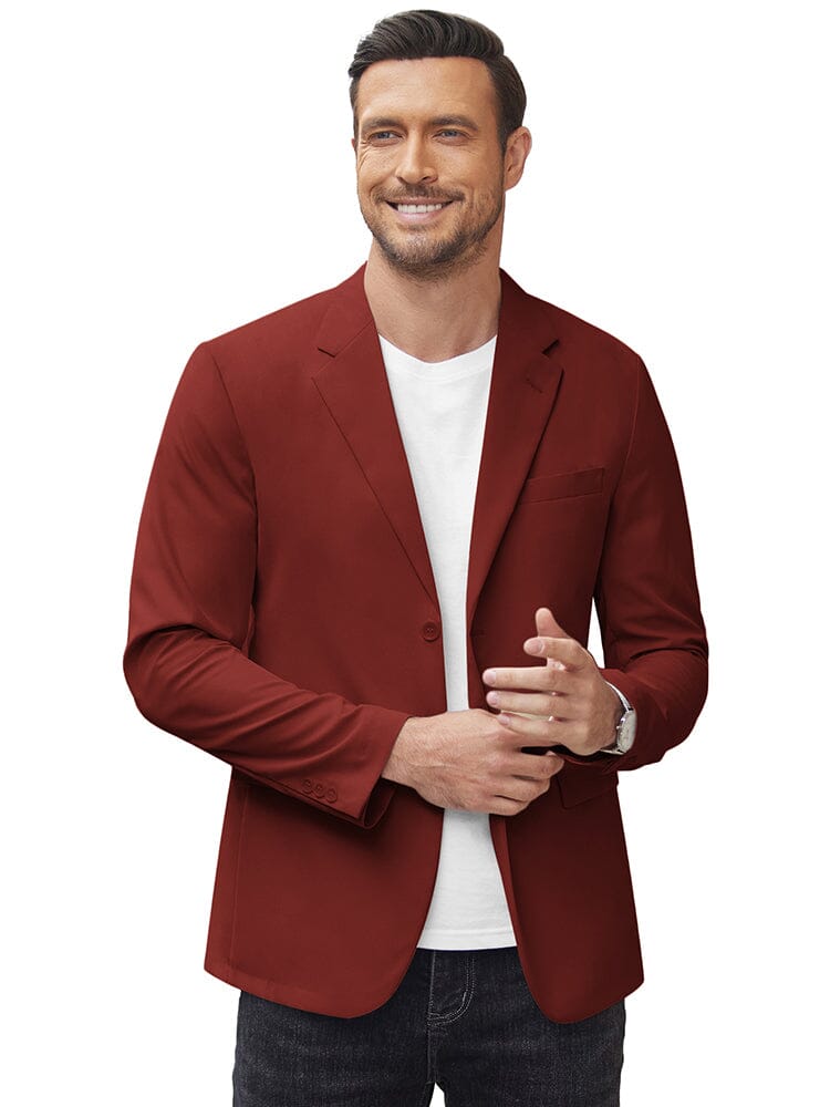 Men's Two-Button Casual Blazer – Dark Red