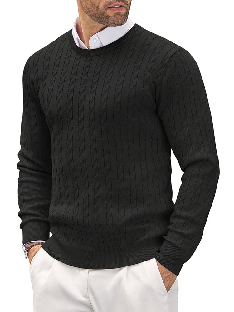 Men's Cable Knit Classic Sweater – Black