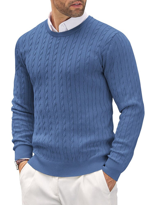 Men's Cable Knit Classic Sweater – Blue