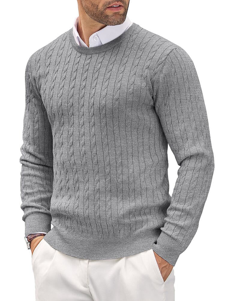 Men's Cable Knit Classic Sweater – Gray