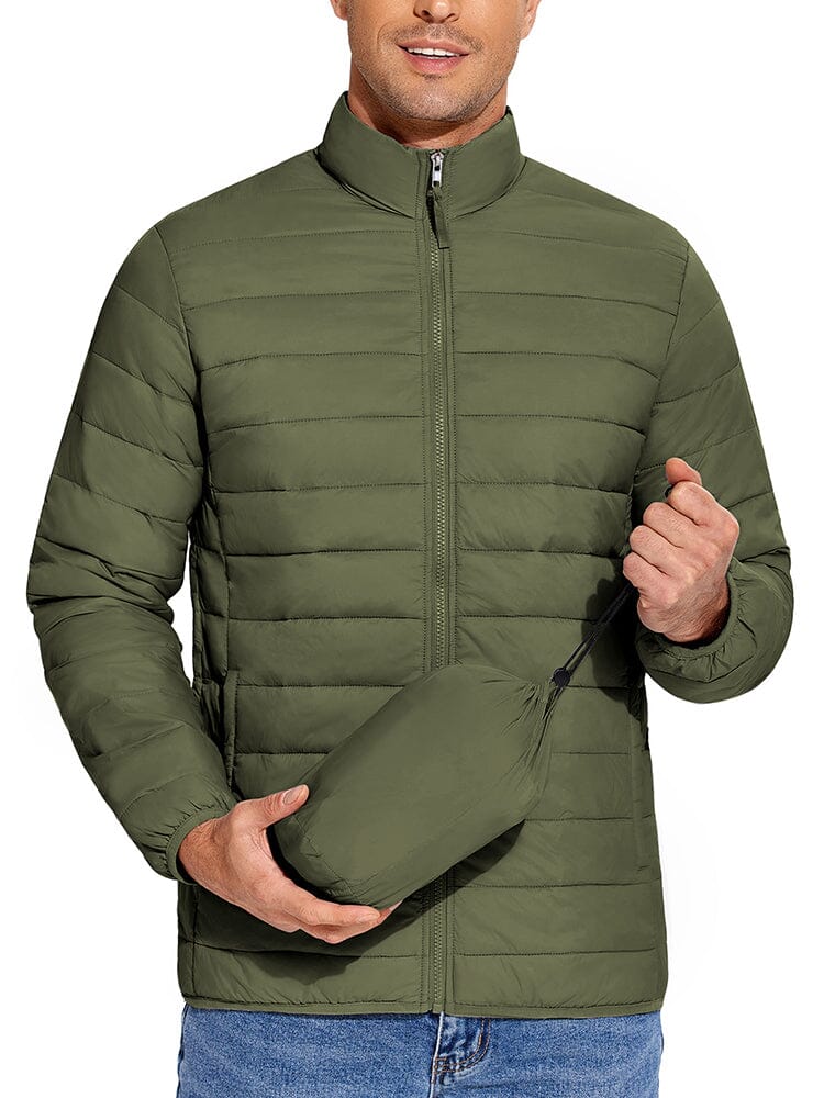 Men's Padded Lightweight Quilted Jacket – Army Green
