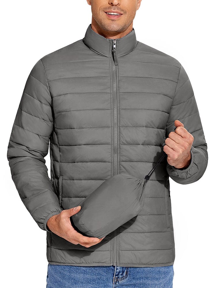Men's Padded Lightweight Quilted Jacket – Dark Gray