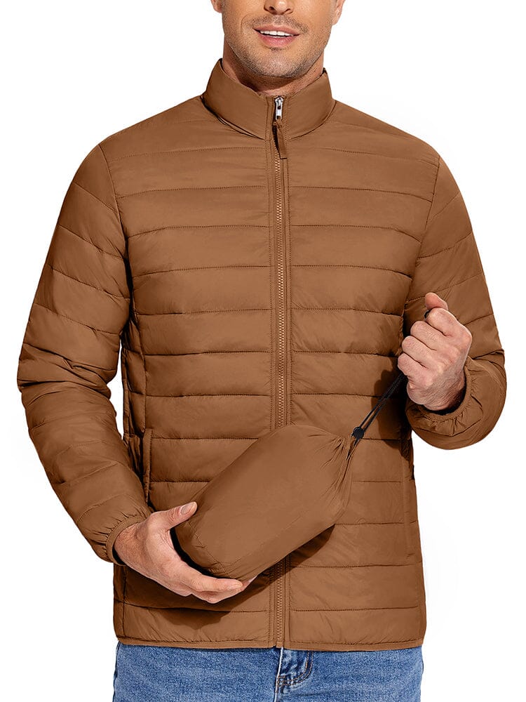 Men's Padded Lightweight Quilted Jacket – Brown