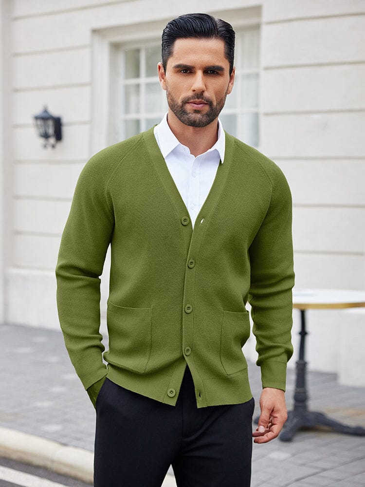 Men's Knit Soft Cardigan – Army Green