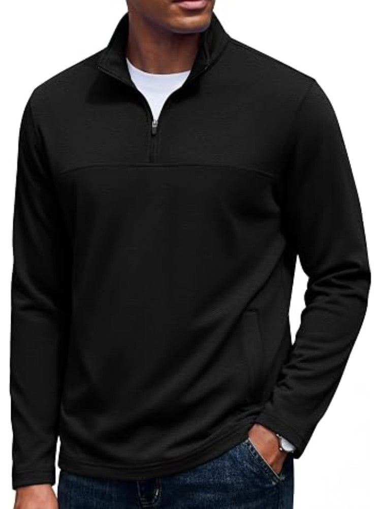 Men's Fleece Mock Neck Quarter-Zip Sweater