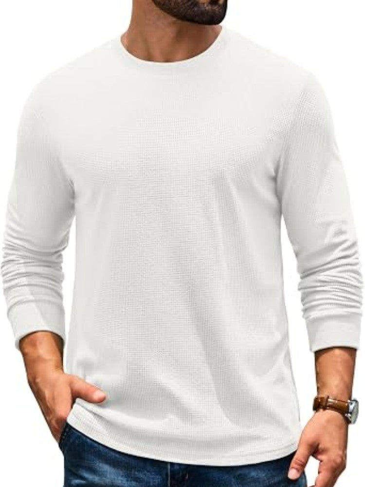 Men's Waffle Knit Crew Neck Thermal Shirt – detail