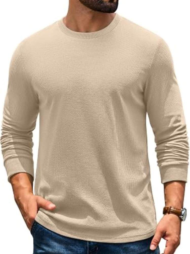 Men's Waffle Knit Crew Neck Thermal Shirt – detail