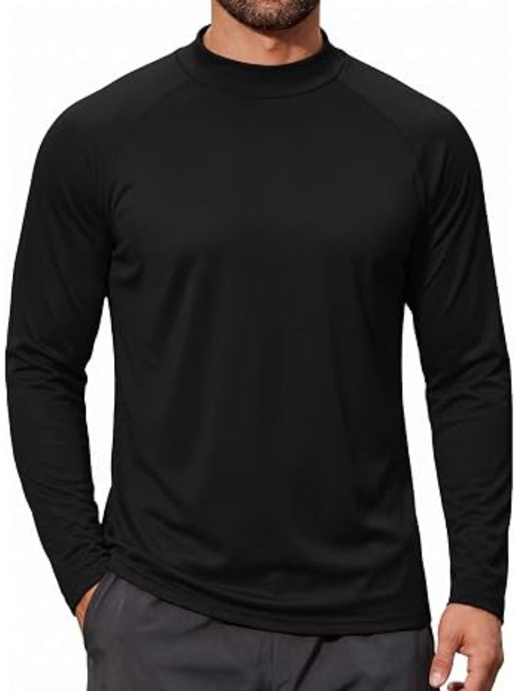 Men's Fleece Mock Neck Lined Thermal Long Sleeve Top – detail