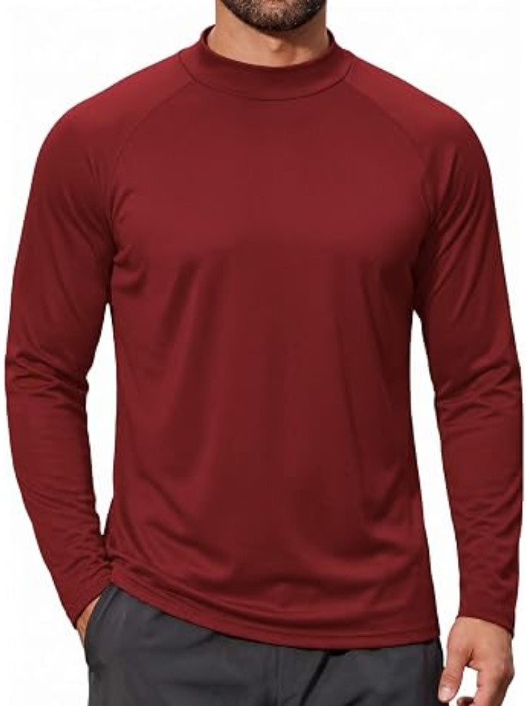 Men's Fleece Mock Neck Lined Thermal Long Sleeve Top – detail