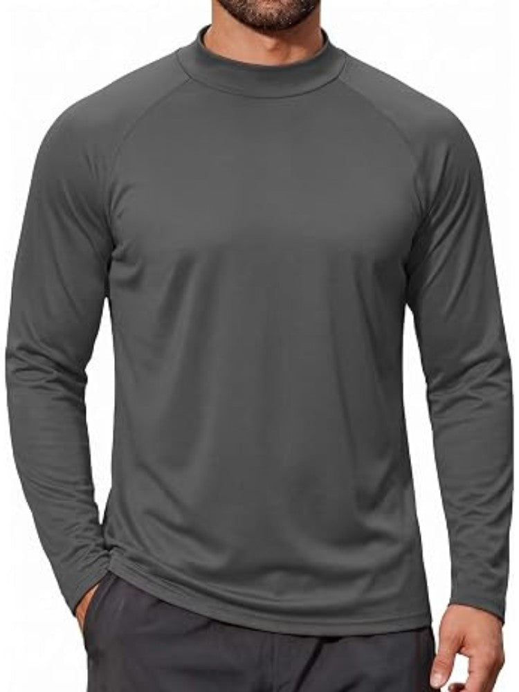 Men's Fleece Mock Neck Lined Thermal Long Sleeve Top – detail