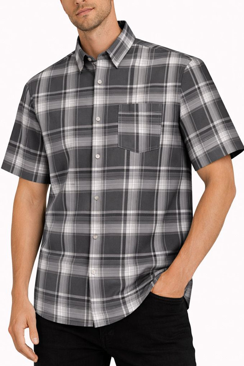 Men's Classic Checked Shirt – Dark Gray