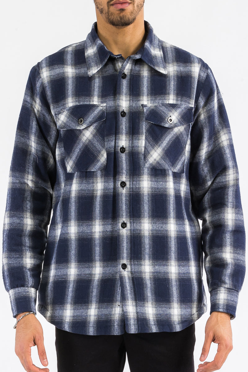 Men's Quilted Flannel Shirt – Navy