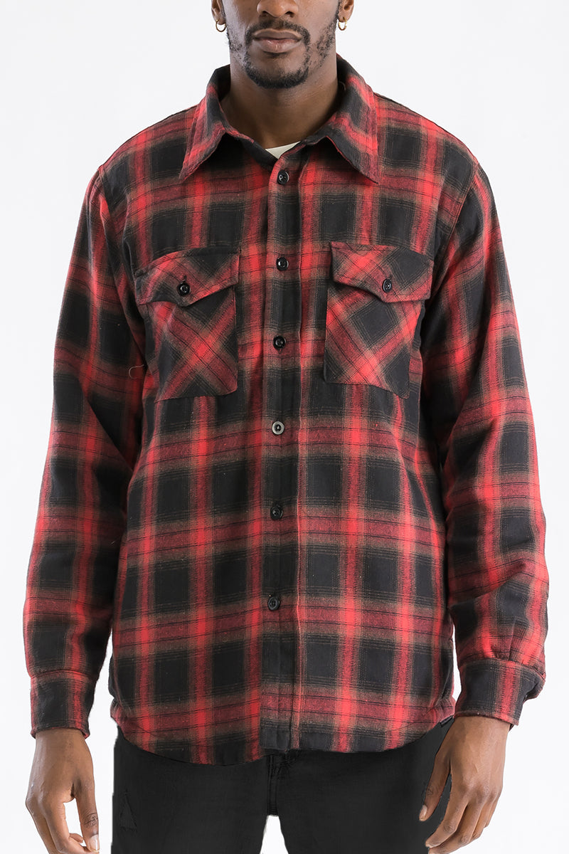 Men's Quilted Flannel Shirt – Red