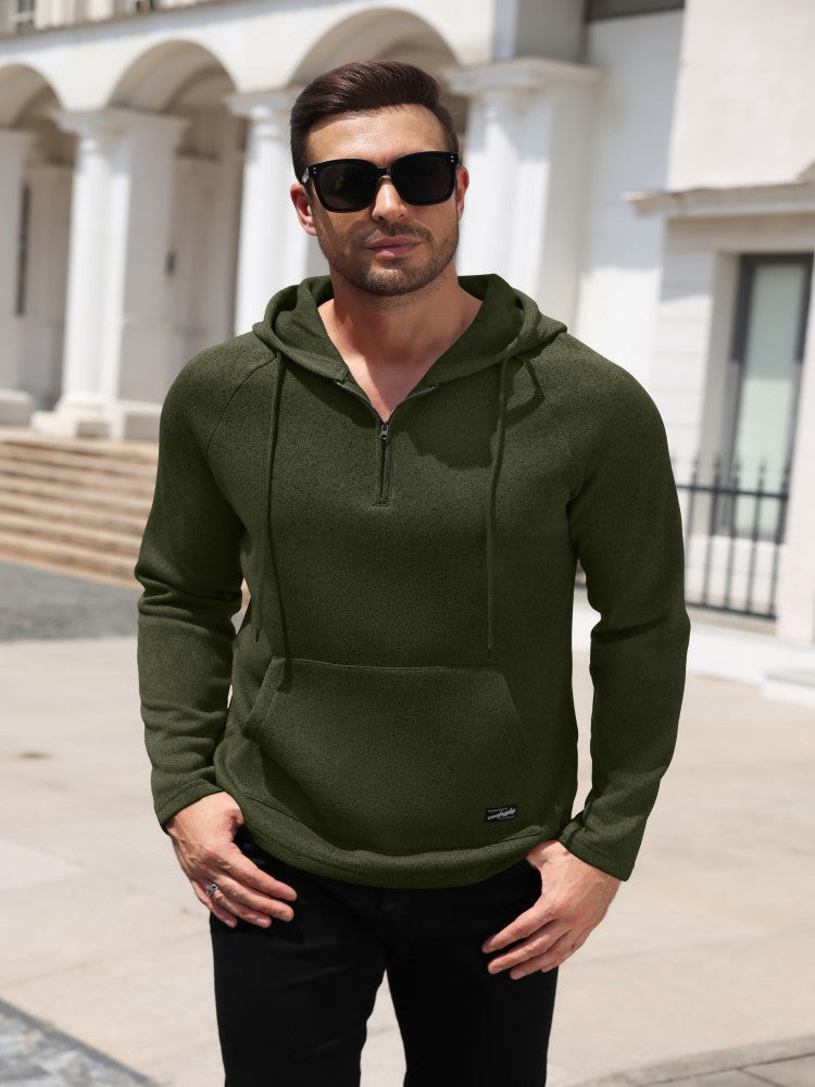 Men's Pocketed Lightweight Quarter-Zip Sweater – Army Green