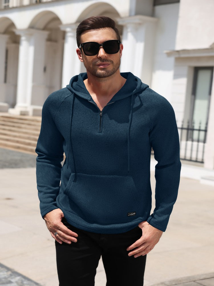 Men's Pocketed Lightweight Quarter-Zip Sweater – Navy Blue