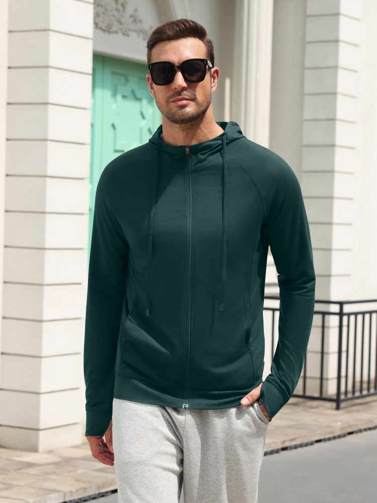 Men's Full-Zip Lightweight Hoodie – Green