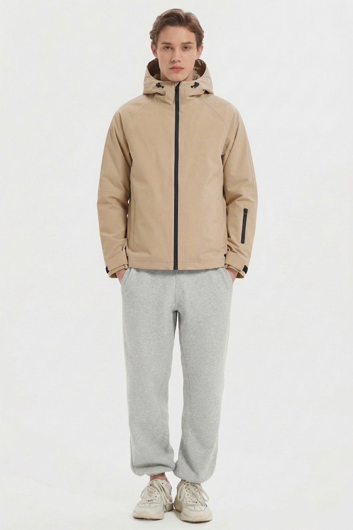 Men's Hooded Zip-Up Lightweight Windbreaker Jacket – Khaki