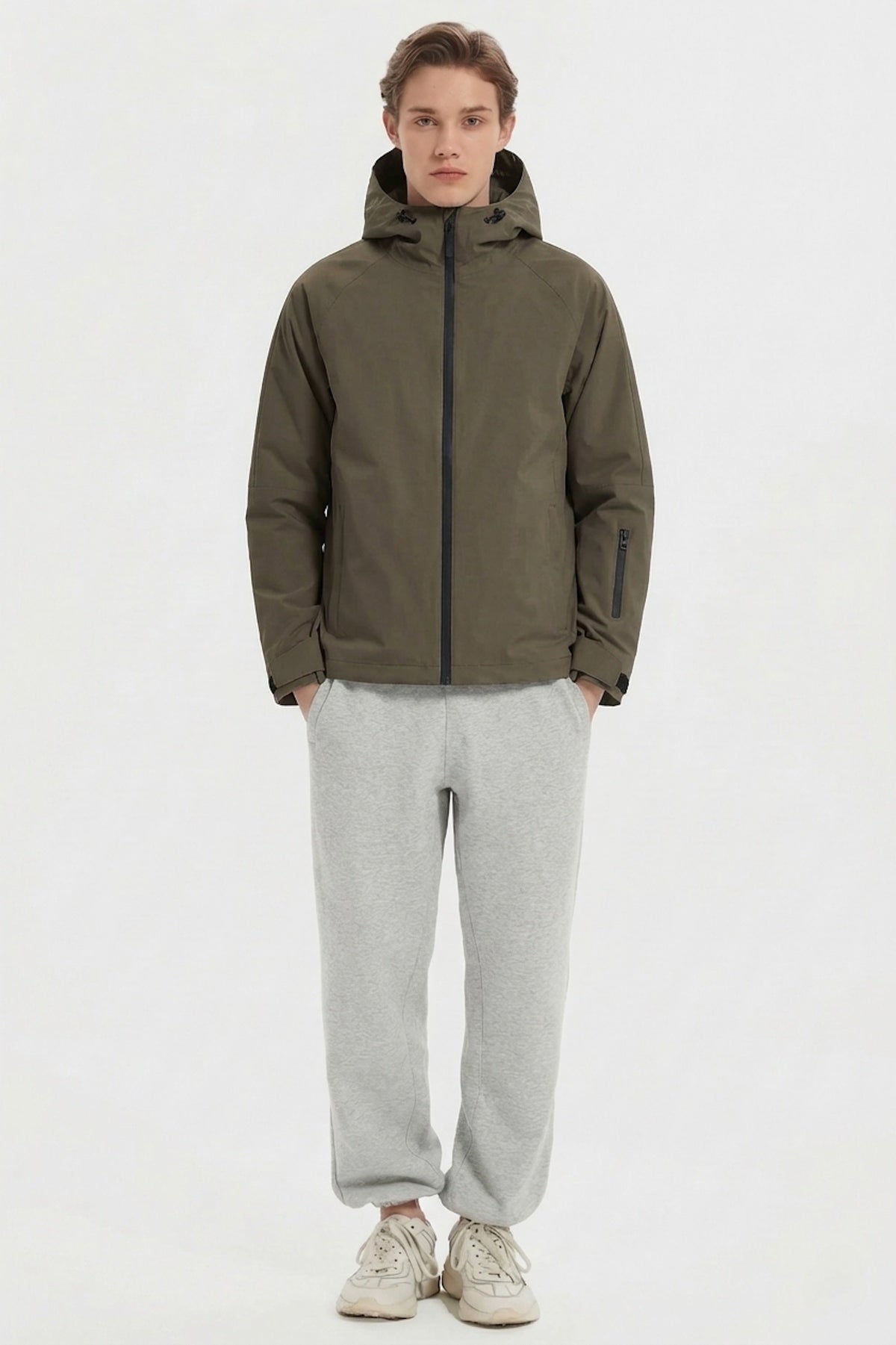 Men's Hooded Zip-Up Lightweight Windbreaker Jacket – Olive