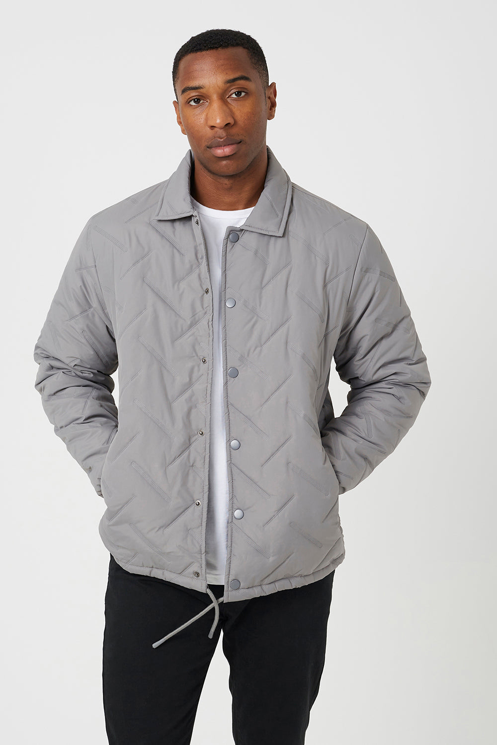 Men's Padded Coach Quilted Jacket – Gray