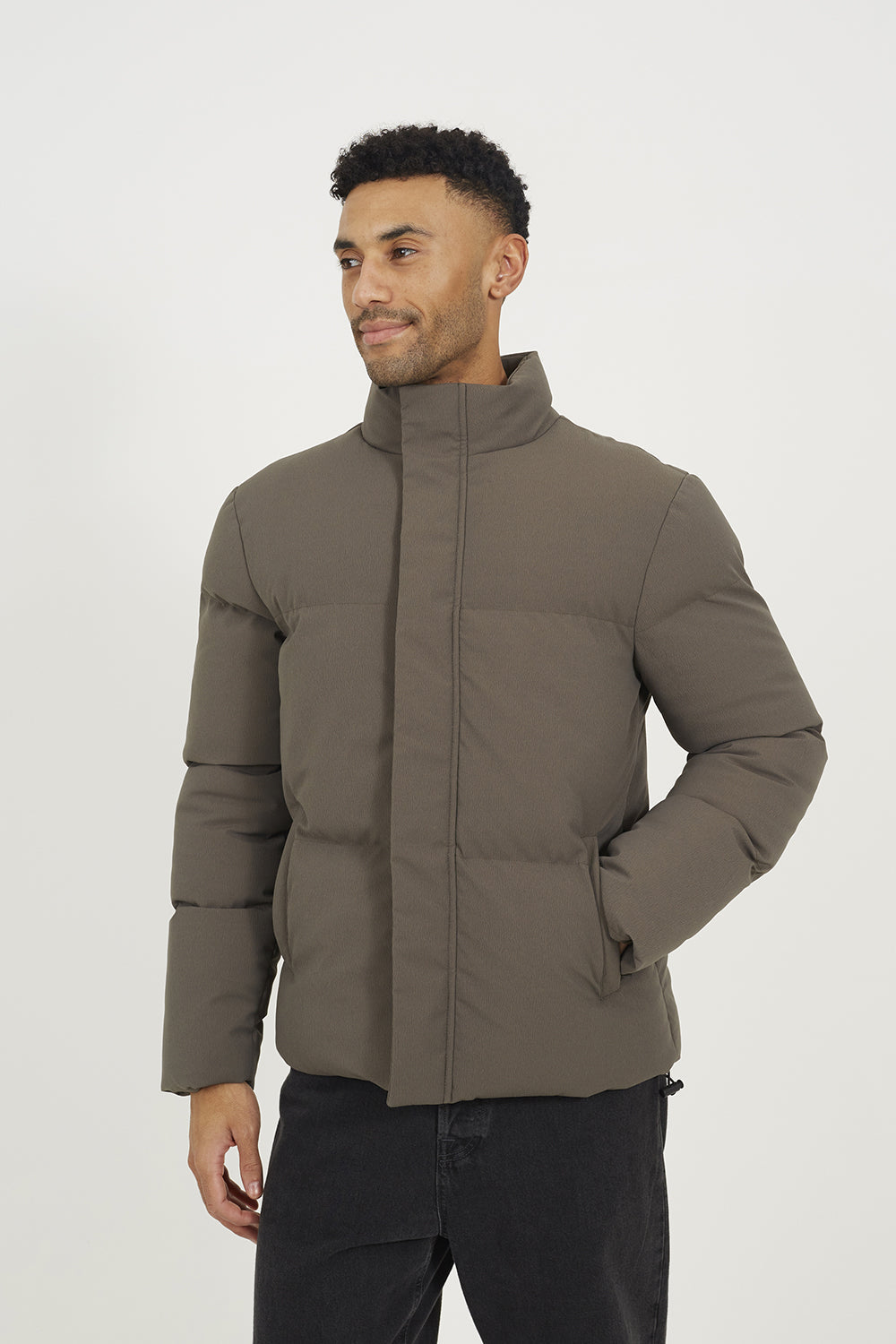Men's Padded Quilted Jacket – Taupe