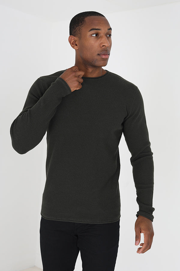 Men's Ribbed Knit Lightweight Sweater – Green