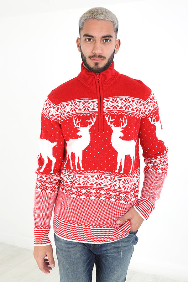 Men's Quarter-Zip Sweater – Red