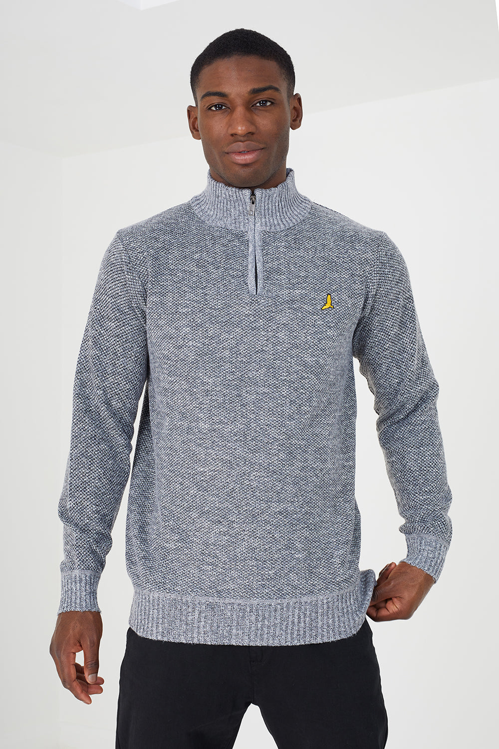 Men's Knit Quarter-Zip Sweater – Gray