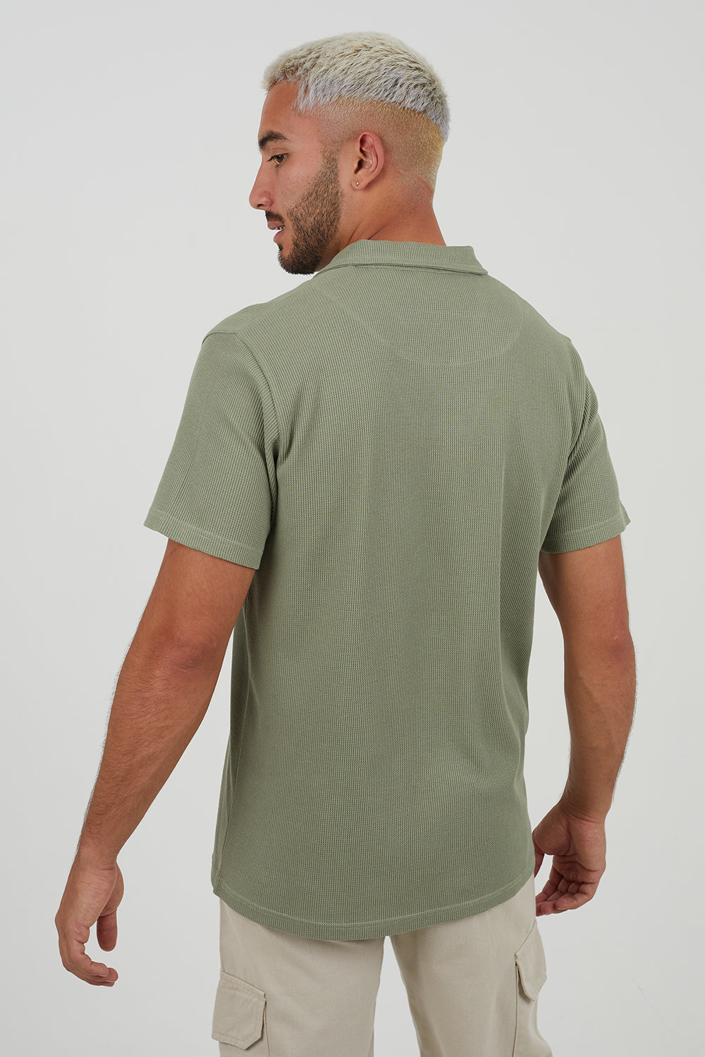 Men's Waffle Knit Polo Shirt – detail