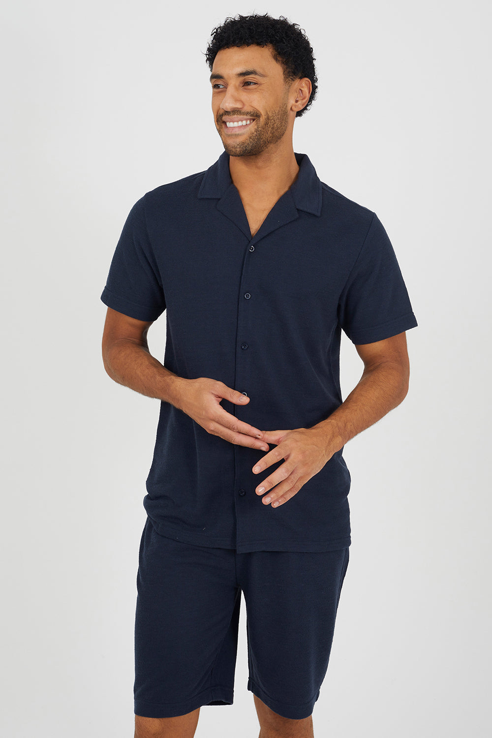 Men's Revere Collar Shirt – Navy