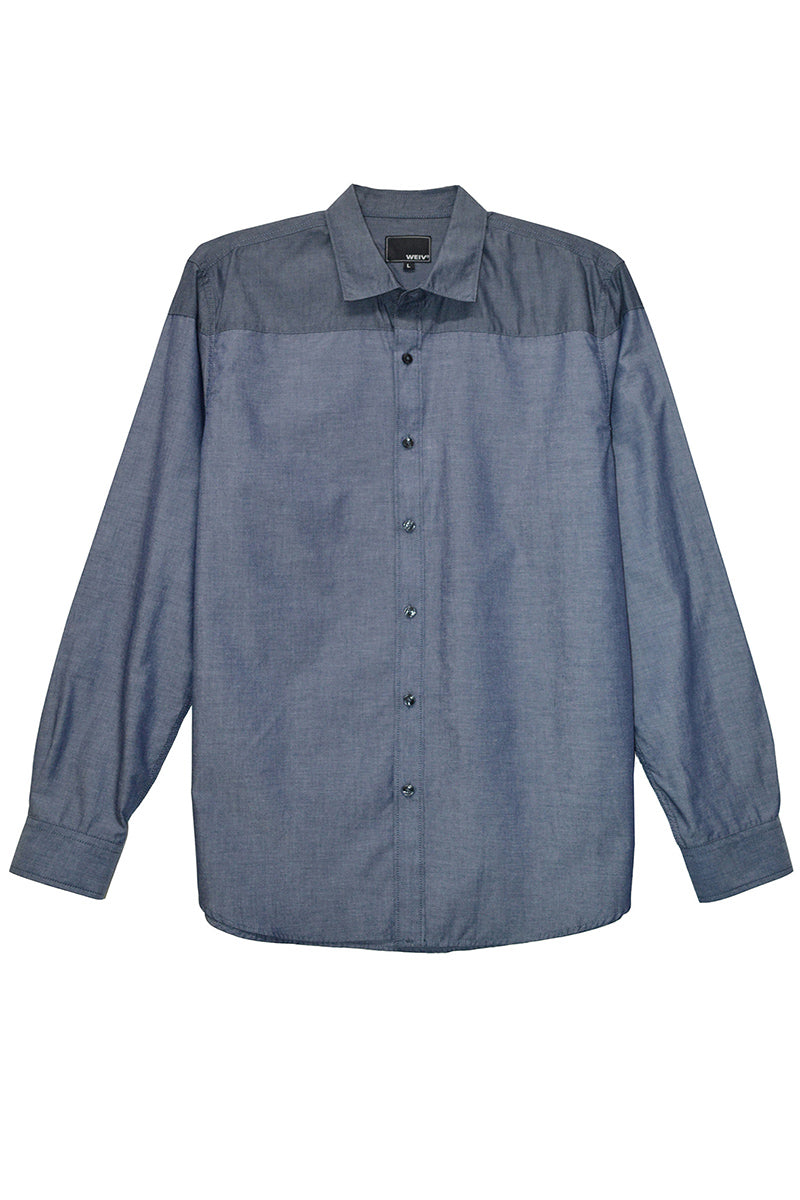 Men's Two-Tone Long Sleeve Top – Denim