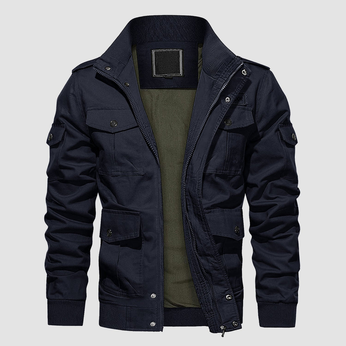 Men's Stand Collar Cargo Casual Jacket – Navy