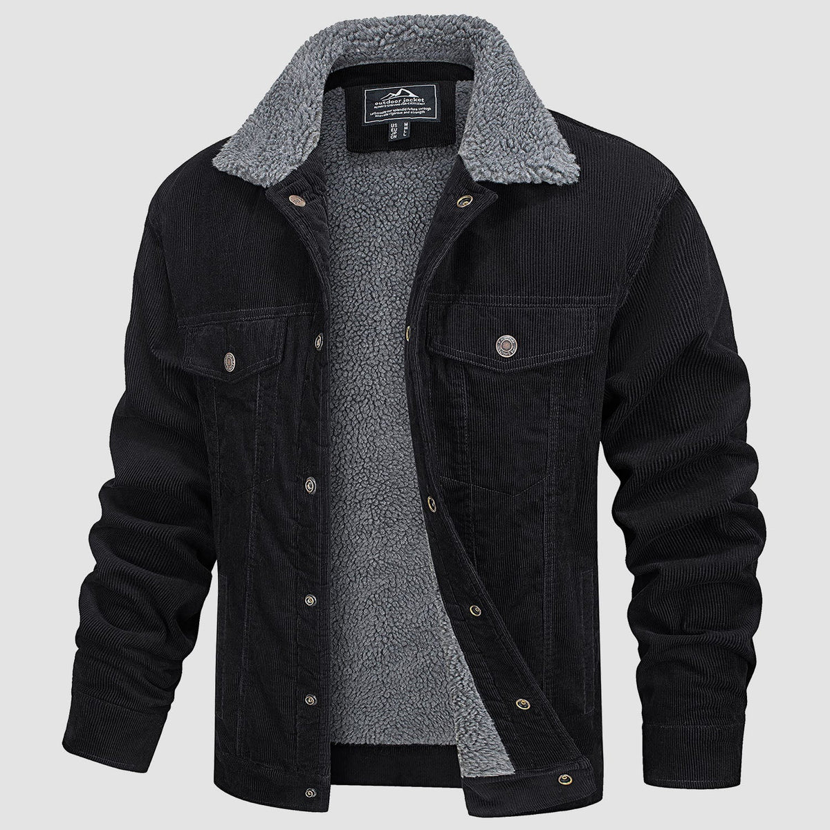 Men's Corduroy Fleece Winter Jacket with Sherpa Lining