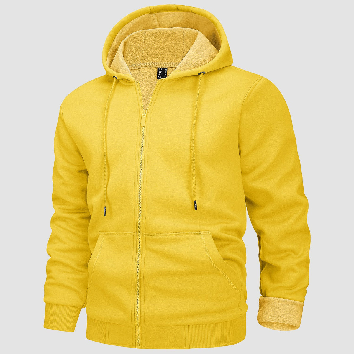 Men's Fleece Zip-Up Bomber Hoodie – Yellow