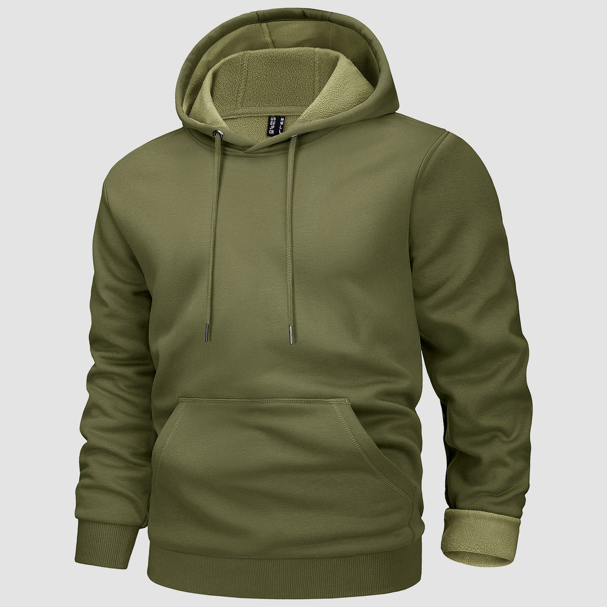Men's Fleece Pocketed Lined Cozy Hoodie – Army Green