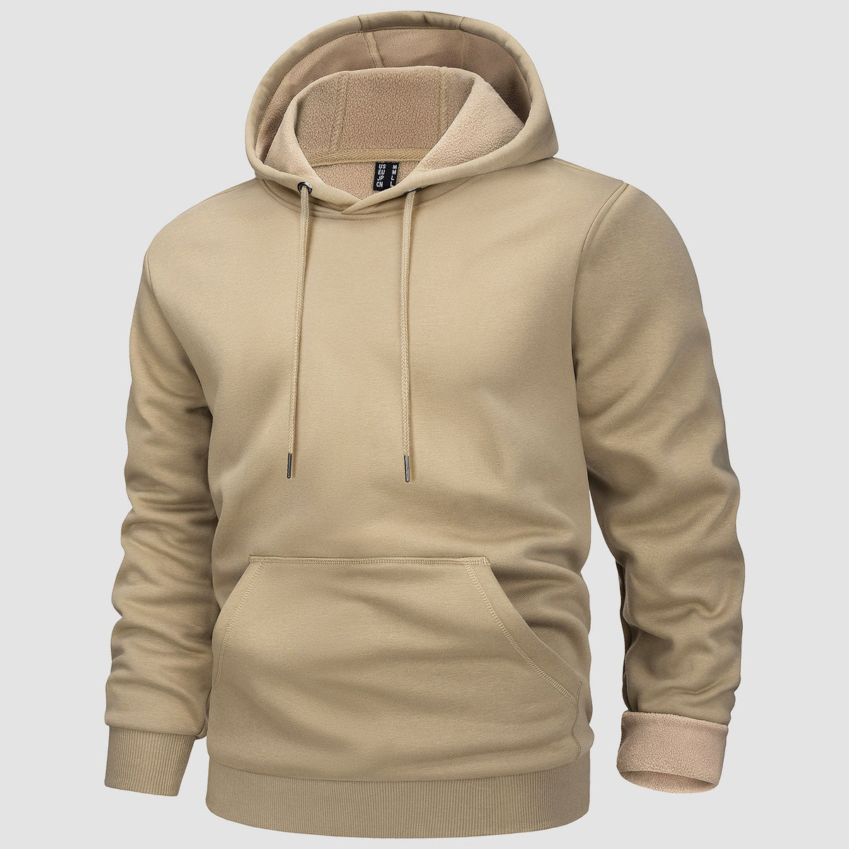 Men's Fleece Pocketed Lined Cozy Hoodie – Khaki