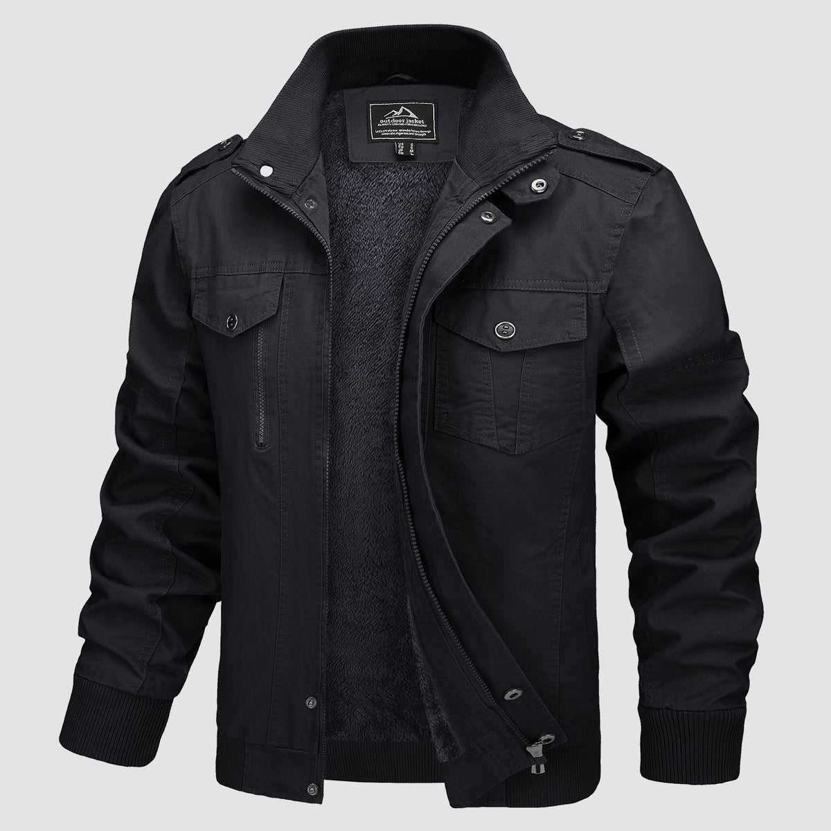 Men's Zip-Up Lightweight Bomber Jacket – Black