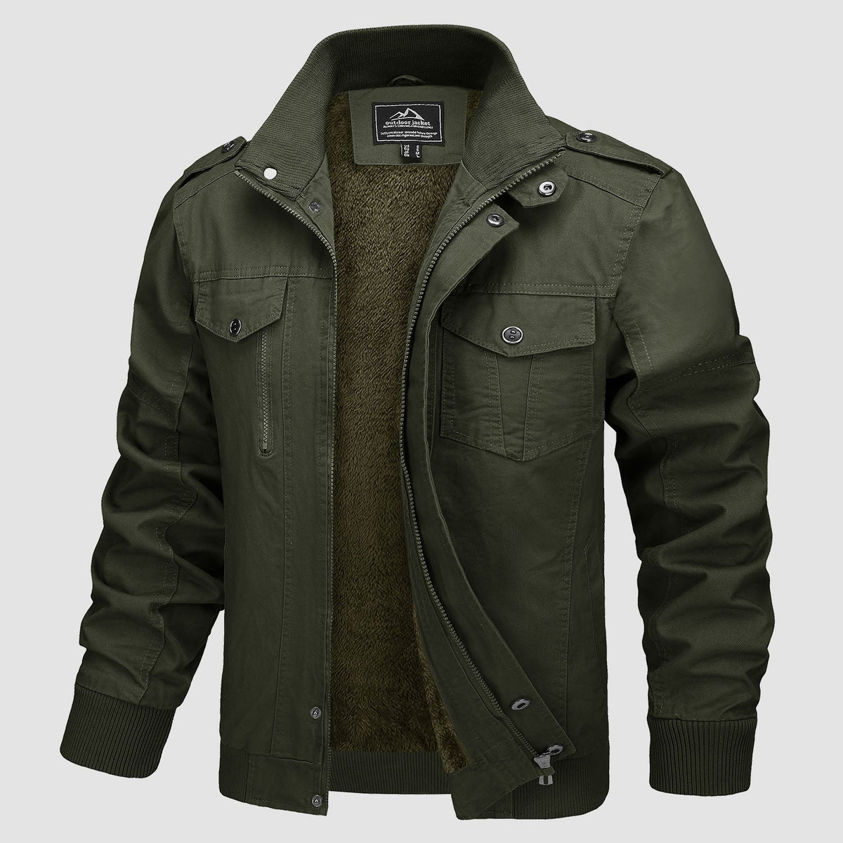 Men's Zip-Up Lightweight Bomber Jacket – Army Green