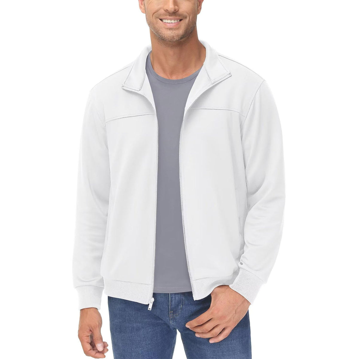 Men's Lightweight Zip-Up Track Jacket with Pockets