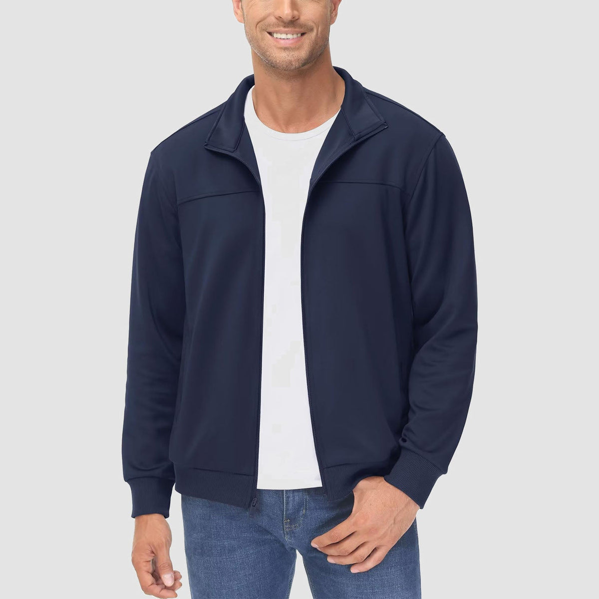 Men's Full-Zip Pocketed Lightweight Track Jacket – Navy