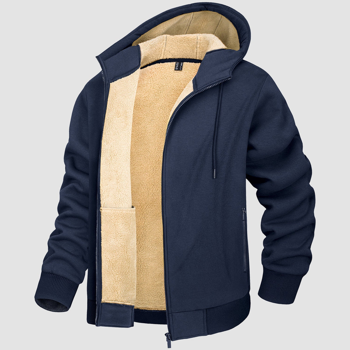 Men's Fleece Lined Zip Warm Hoodie – Navy