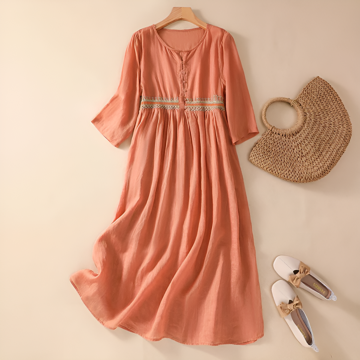 Women’s Dress | Embroidered Maxi V-Neck