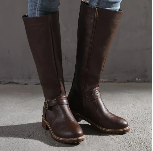 Boots For Women | Knee High Flat Heel With Buckle Strap