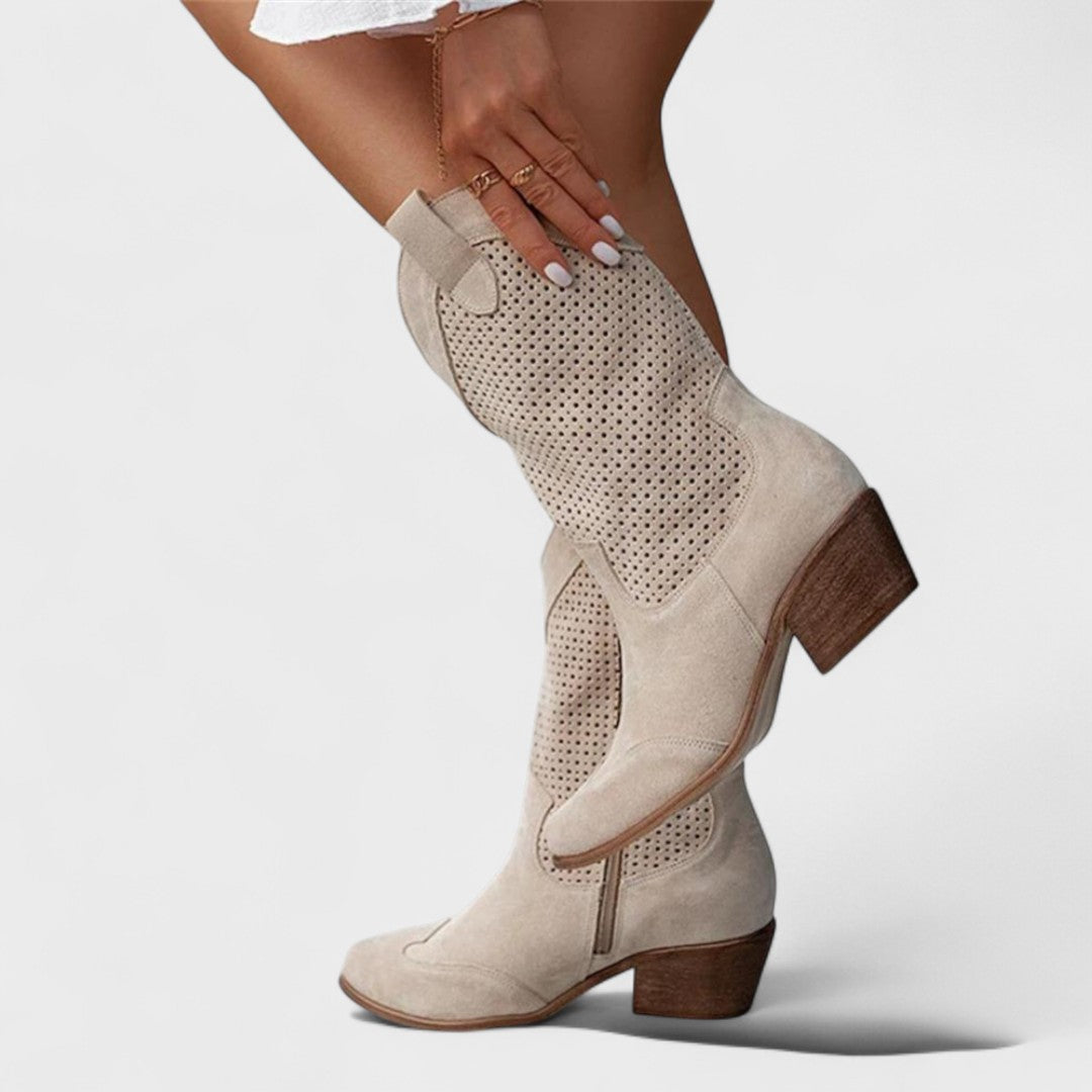 Boots for Women | Mid-Calf Perforated Detail