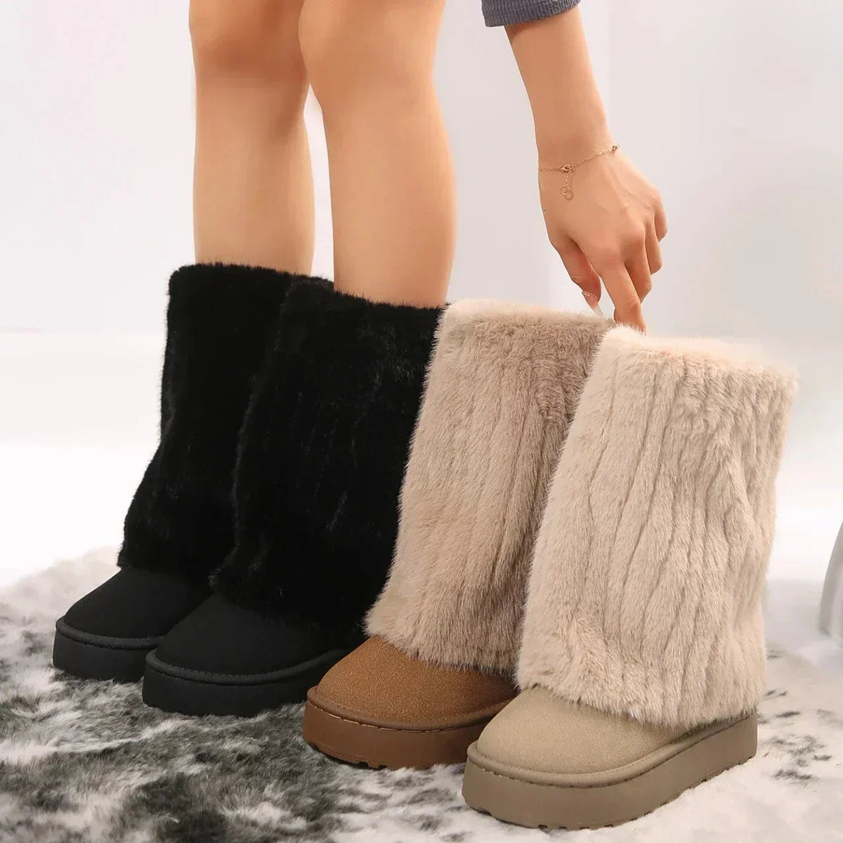 Tina | Boots For Women | Tall Plush-Look Shaft Design
