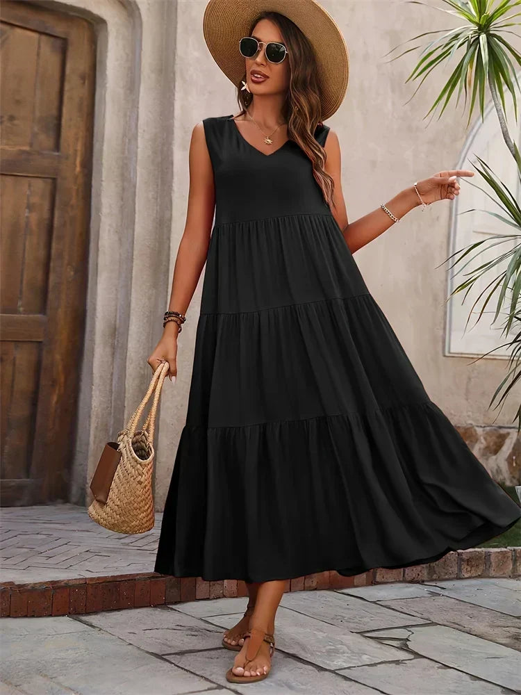 Women’s Dress | Sleeveless V-Neck Maxi
