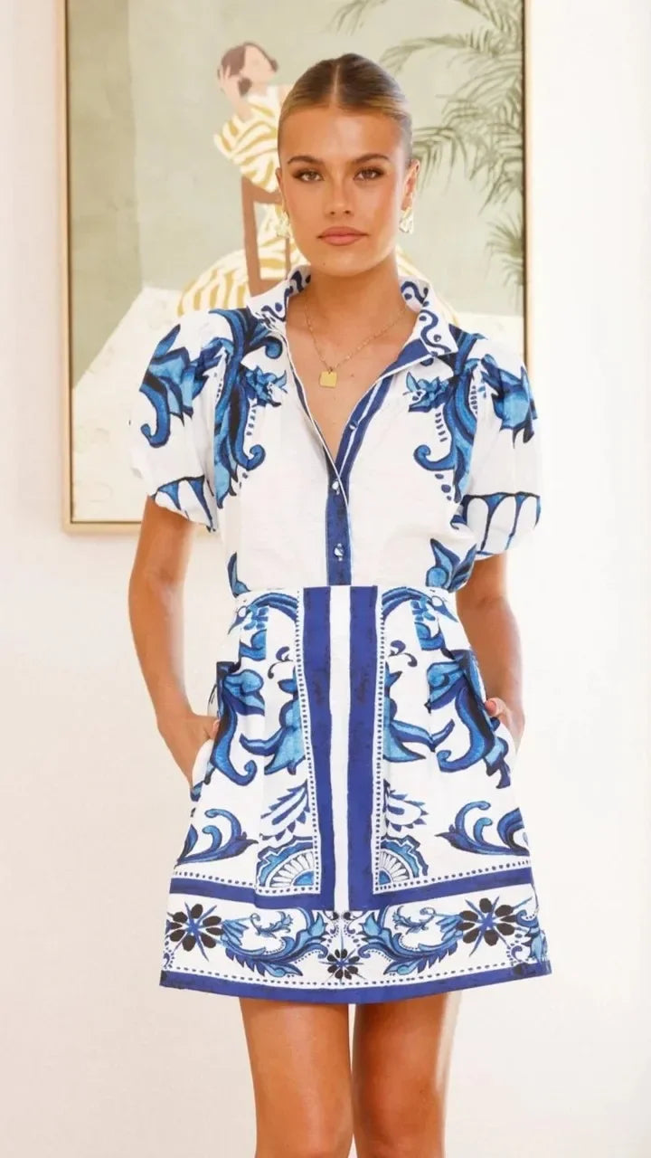 Sidonie | Women's Mini Sundress | Puff Sleeve Floral